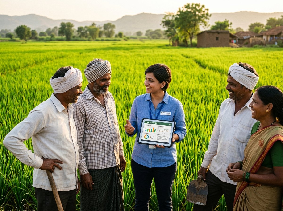 NKB Agricultural Advisor consulting Indian farmers in field